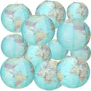 Retisee 12 Pcs 10 Inch Around the World Decorations Globe Hanging Paper Lantern