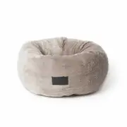 La Doggie Vita Two Tone Taupe Plush Dog Donut Bed