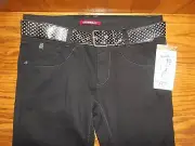 NEW GIRL'S UNIONBAY BLACK STRETCH JEANS W BELT SIZE 14 MSP $36.00 INSEAM 30
