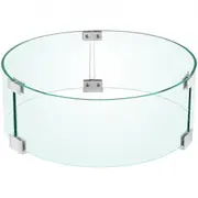 VEVOR Fire Pit Wind Guard, 17 x 17 x 6 Inch Glass Flame Guard, Round Glass Shield, 1/4-Inch Thick Fire Table, Clear Tempered Glass Flame Guard, Alumin