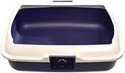 POOWEE! Cat Litter Pan with Rim, 50x40x15cm – Easy-Clean Plastic Tray with Removable Rim to Reduce Mess & Odour