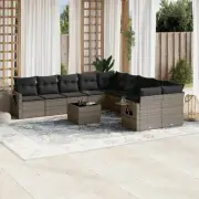 11 Piece Garden Sofa Set Grey Modular Outdoor Furniture Cushions Storage 53057
