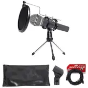 Samson Dynamic Podcasting Podcast Microphone+Stand+Pop Filter+Shock Mount+Cable