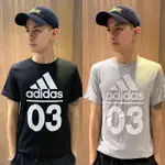 美國百分百【全新真品】ADIDAS 愛迪達 T恤 短袖 上衣 T-SHIRT 運動休閒 LOGO 灰色/黑色 AW47