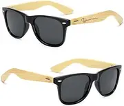[Durrani] Outdoor Accessories Sun Glasses Polarized Vintage Travel Eyewear Mirror Lenses Bamboo Sunglasses Men and Women, for Holiday Outing (Color : Black) (Black)