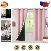 Luxurious Baby Pink Blackout Drapes 2 Panels – 100% Light Blocking for Kids Room