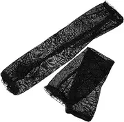 [TINEASUR] Black Half-finger Women Gloves Spider Web Design Cosplay Performance Breathable Mesh for Halloween Stage and Daily Wear