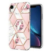 For Apple iPhone XR Case Hard back Marble Pattern Slim Design Enhanced Camera and Screen Protection Girls and Women Cover (Pink Flower)