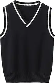 [Miaeowve] Kids Boys Girls Unisex Sleeveless Sweater Vest Pullover Knitted Jumper Student School Uniform
