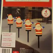 Set Of 4 San Clause Lawn Stakes Christmas Decor New