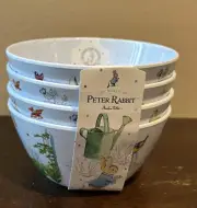 Beatrix Potter Peter Rabbit Set Of 4 Melamine Bowls New Easter Bunny Floral