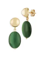 Bloomingdale's Fine Collection Malachite Drop Earrings in 14K Yellow Gold