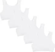 [Donella] Girls Training Bras - Soft Cotton Kids Sports Bra, 5 Pack Crop Tops