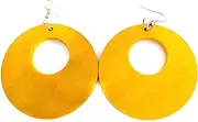 [Fashion Jewelry] Bohemian Wood Earrings Open Hoop Fashion Colors Assorted 2.5 inch Hoops
