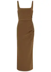 Bec & Bridge Karina Tuck Ruched Midi Dress - Chocolate - 10 (UK10 / S) 10 (UK10 / S)