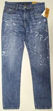 Polo Ralph Lauren Boys Size 18 The Sullivan Slim, Paint Splatter Blue Jeans, NWT