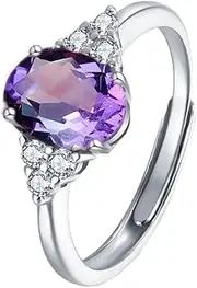 [Generic] S925 silver inlaid amethyst ring, classic elegant romantic jewelry, gift giving gift size adjustable, titanium steel, Zircon