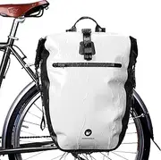 HUNTVP 27L Bike Pannier Bag Backpack Multifunctional Bicycle Bag Cycling Bicycle Rear Seat Trunk Pack Bag Bike Saddle Bag Backseat Pack Bag(White)