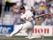 Alec Stewart batting for England during the Cornhill Test mat- Old Cricket Photo