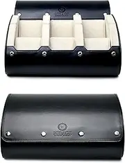 Watch Case for Men - Watch Roll Travel Case - Storage Organizer and Display - Mirage Watch Roll Cases, Jade Black & Ivory White, X-Large, Modern