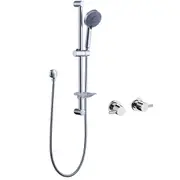 Decaura 4 Function Handheld shower head on rail adjustable Sliding Shower rail with 1/4 Turn Shower Taps Chrome
