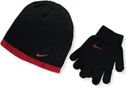 [Nike] Big Boys Rib Beanie and Glove Set (Black)