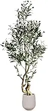 Artificial Olive Tree, 1-Pack Faux Olive Tree Old Vertical Style, Unique Shape Indoor Floor Decor, Cement Base Artificial Plants for Home and Office (6.1ft)