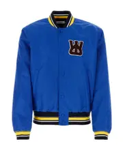 Wales Bonner Striped Hem Logo Patch Bomber Jacket IT52,IT50 Blue