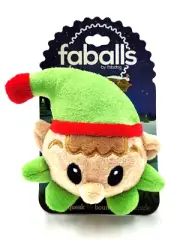 FabDog Holiday Christmas Elf Ball Small Squeaky Dog Fetch Toy 2.75"
