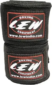 LEW Mexican Style Boxing Cotton Elastic Hand and Wrist Support Hand Wraps (Black, 108")