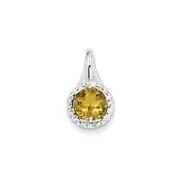 Sterling Silver White Topaz u0026 Whiskey Quartz Circle Pendant