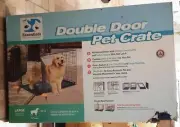 Large Dog Crate Kennel Folding Pet Cage 2 Door With Tray Indoor Dog House 42"