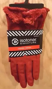 Isotoner Signature Red Micro Suede Gloves w/Silky Micro-Luxe Lining, XL - $40