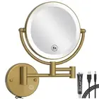 Wall Mounted Lighted Makeup Mirror with Magnification 5X, Rechargeable Bathro...