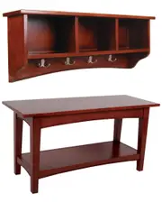 Alaterre Shaker Cottage Storage Coat Hook with Bench Set