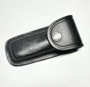 FOLDING POCKET KNIFE SHEATH | 4" Black Genuine Leather Belt Loop Case