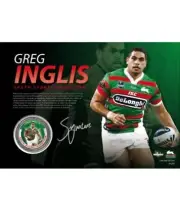 Greg Inglis Medallion & signed print UNFRAMED South Sydney Rabbitohs NRL