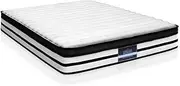 Giselle Bedding Double Mattress Bed Foam Mattresses 27cm Thickness, with 5-Zone Pocket Spring System and Breathable Euro Top, 5Yrs Warranty, Medium Firm, White + Blackwith Vacuum Packed