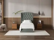 My Style Winged Headboard & Slimline Base - King Single / Seaglass / Gas Lift Base