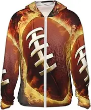 [LHBWCVN] UPF 50+ Light Jacket Full Zip Sun Protection Hoodie for Women Men Long Sleeve Flaming American Football Sun Shirts