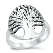 Tree of Life Ring Genuine Sterling Silver 925 Oxidized Face Height 20 mm Size 6