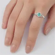 Oval Ring Genuine Sterling Silver 925 Jewelry Turquoise Face Height 8 mm Size 10