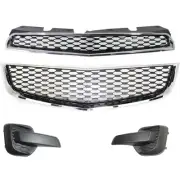 Front Bumper Face Bar Grilles Kit for 2010-2015 Chevrolet Equinox Foglight Cover (for: Chevrolet)
