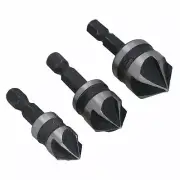 3pc Tapered Countersink Drill Bits Borer 5 Flute 90 Degree Chamfer 12 – 19mm