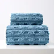 GGP Dark Blue Thickened Coral Fleece Towel Set, Large Bath Towel & Face Towel Combo, Soft & Absorbent Towels For Home Use
