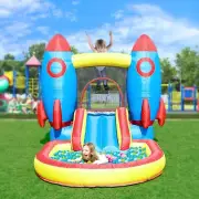 Inflatable Rocket Bounce House Castle Ball Pit for Kids Indoor Outdoor w/Blower