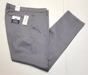 New $198 Brax Flat Front EVANS Chino Pants 38x34 Light Gray Kapok & Pima Cotton