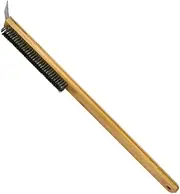 AIMALL Stainless Steel Pizza Oven Brush with Scraper - 22.63" Long Handle, Durable Steel Wire Bristles, Ideal for Pizza Stone and Oven Cleaning