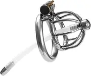 Men's Penis Cage Beginner Cock Cage Metal Detachable Chastity Lock With Soft Urethral Catheter Cage Hollow Chastity Lock Chastity Device