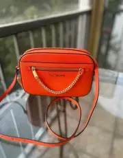 Michael Kors Jet Set Large Leather Zip Chain Crossbody Messenger Bag (Poppy)